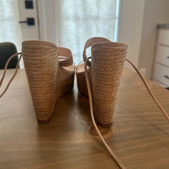 Raye Jesse Wedge - Strappy Wrap Ankle Tie Jute Wedges - Tan/Nude - Size 7.5 - Picture 11 of 14